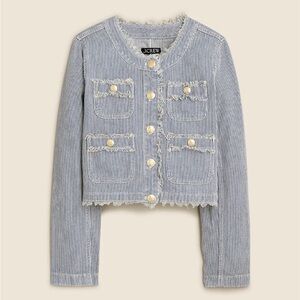 J Crew Frayed Denim Lady Jacket in stripe